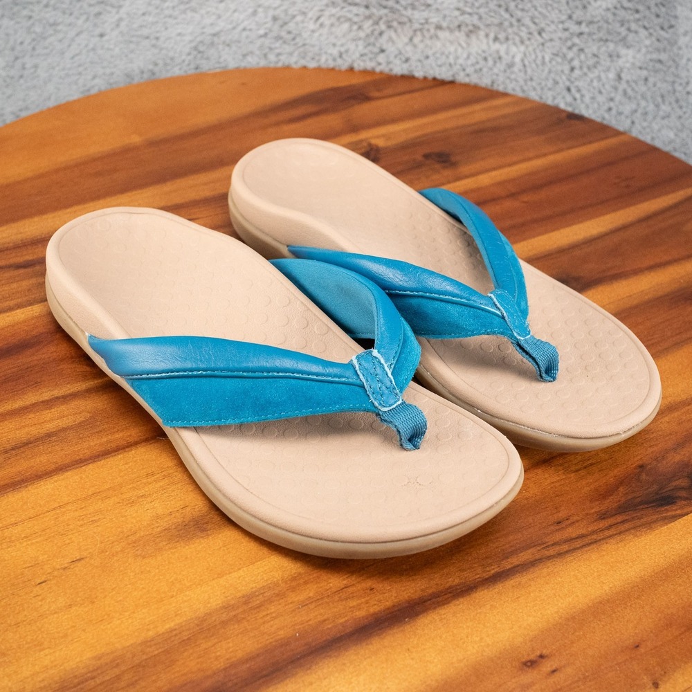 Vionic Women's Size 6 Celestial Teal Suede Shore Toe Post Sandals